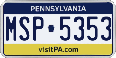 PA license plate MSP5353