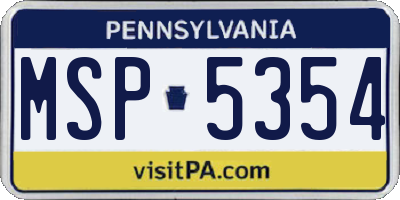 PA license plate MSP5354