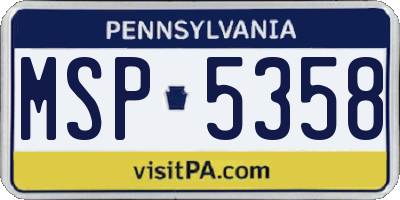 PA license plate MSP5358