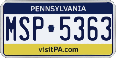 PA license plate MSP5363