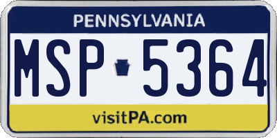 PA license plate MSP5364