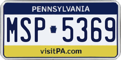 PA license plate MSP5369