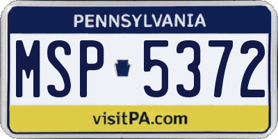 PA license plate MSP5372