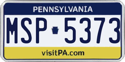 PA license plate MSP5373