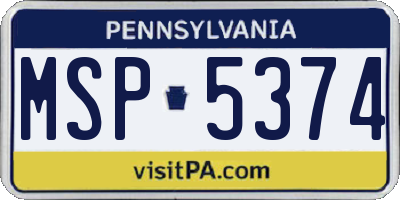 PA license plate MSP5374