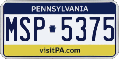 PA license plate MSP5375