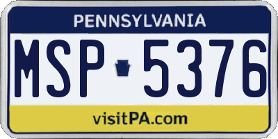 PA license plate MSP5376