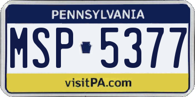 PA license plate MSP5377