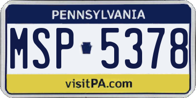 PA license plate MSP5378