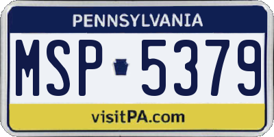 PA license plate MSP5379