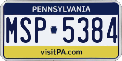 PA license plate MSP5384