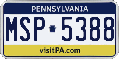 PA license plate MSP5388
