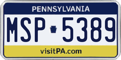 PA license plate MSP5389