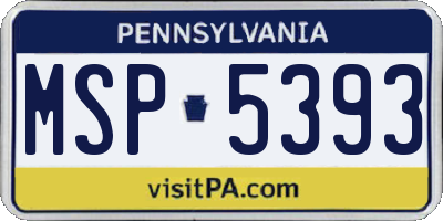 PA license plate MSP5393