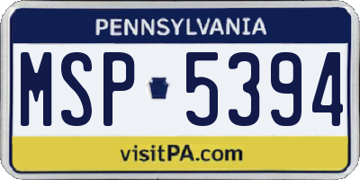 PA license plate MSP5394