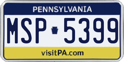 PA license plate MSP5399