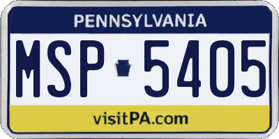 PA license plate MSP5405