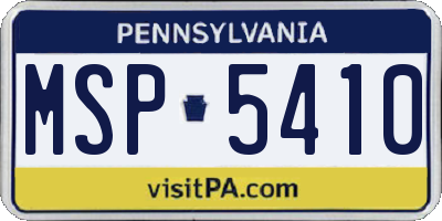 PA license plate MSP5410
