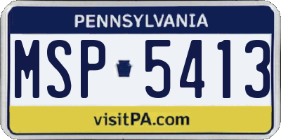 PA license plate MSP5413