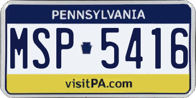 PA license plate MSP5416