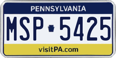 PA license plate MSP5425