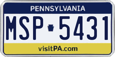 PA license plate MSP5431