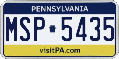 PA license plate MSP5435