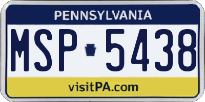 PA license plate MSP5438