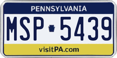 PA license plate MSP5439