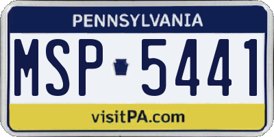 PA license plate MSP5441