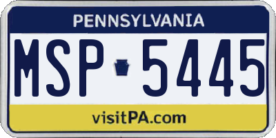 PA license plate MSP5445