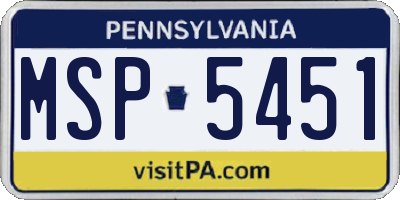 PA license plate MSP5451