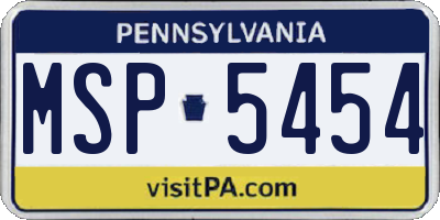 PA license plate MSP5454