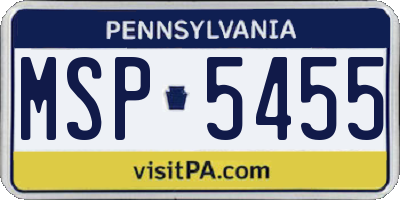 PA license plate MSP5455