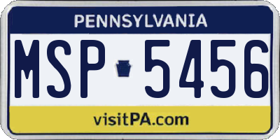 PA license plate MSP5456