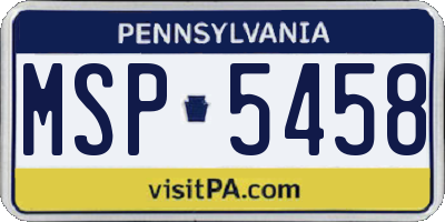 PA license plate MSP5458