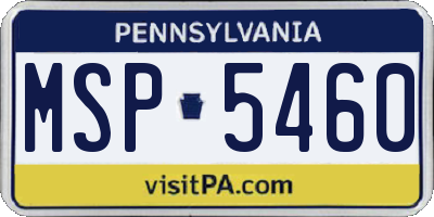 PA license plate MSP5460