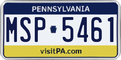 PA license plate MSP5461