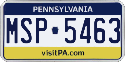PA license plate MSP5463