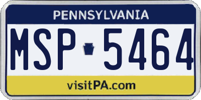 PA license plate MSP5464