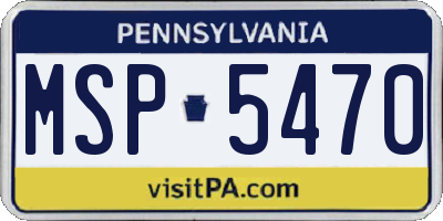 PA license plate MSP5470