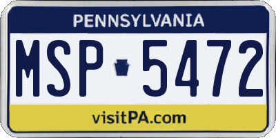 PA license plate MSP5472
