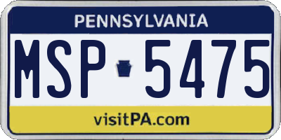 PA license plate MSP5475
