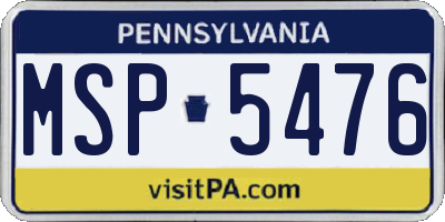 PA license plate MSP5476