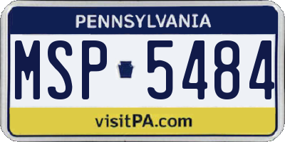 PA license plate MSP5484