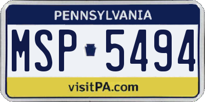 PA license plate MSP5494