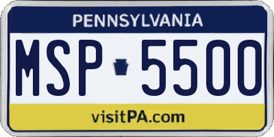 PA license plate MSP5500