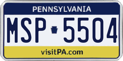 PA license plate MSP5504