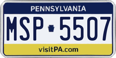 PA license plate MSP5507