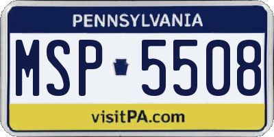 PA license plate MSP5508